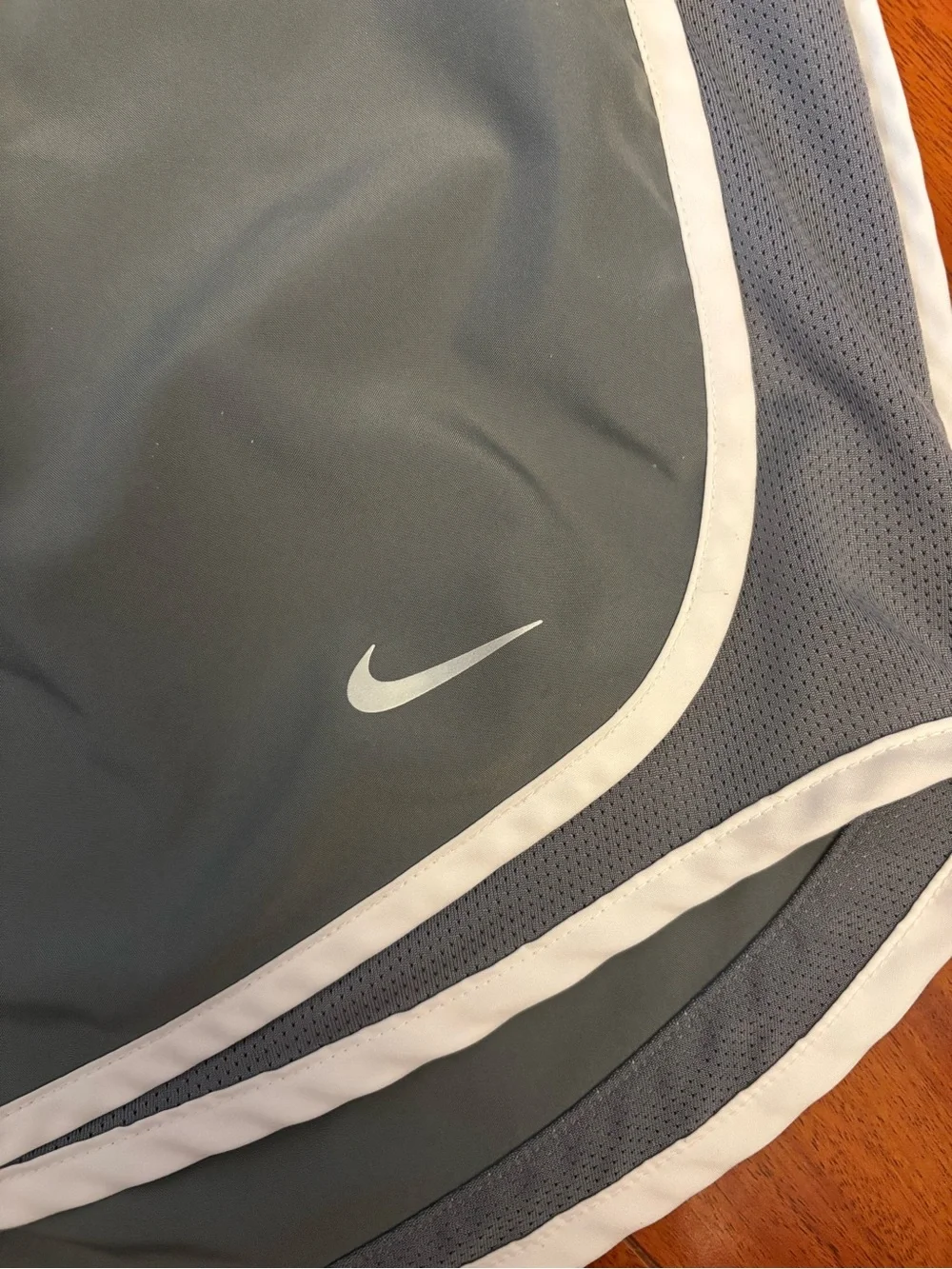 Nike Gray Athletic Running Shorts with White Trim